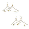 DL520 CS Luxury white color wooden hanger for wedding dress with gold color hook and clips pants hanger